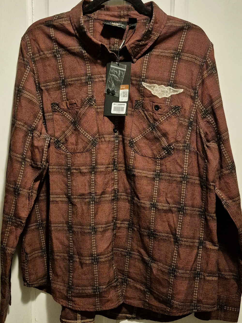 Harley-Davidson Men's Rust Plaid Lightweight Shirt Jacket